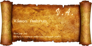 Vámos Ambrus névjegykártya